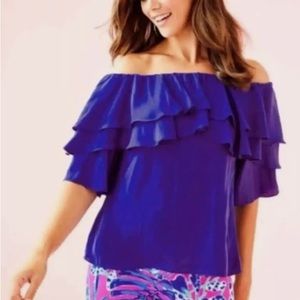 Lilly Pulitzer Haylee Off The Shoulder Ruffled Top Size S